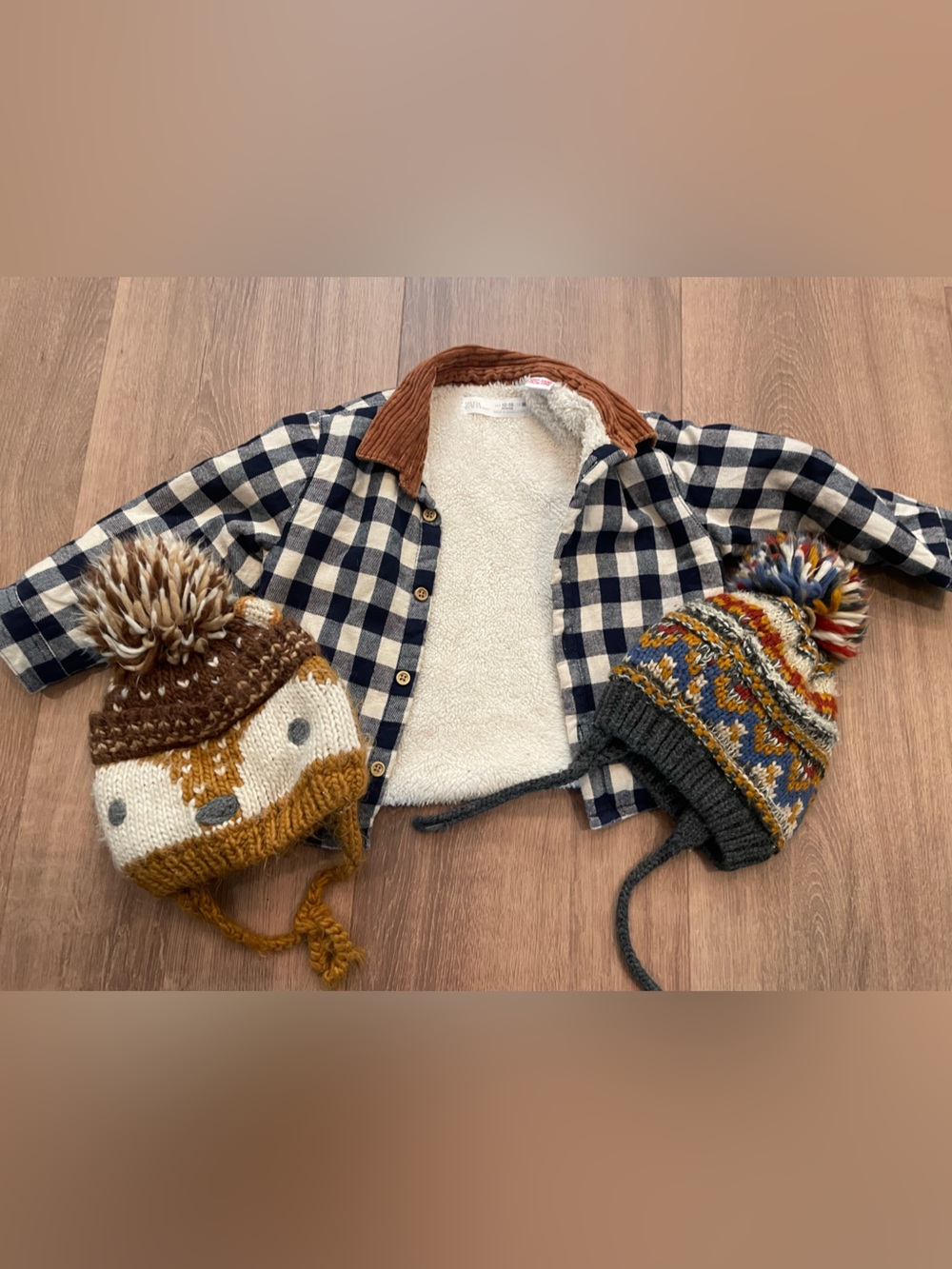 Zara Black & White Plaid Sherpa-Lined Kids Jacket